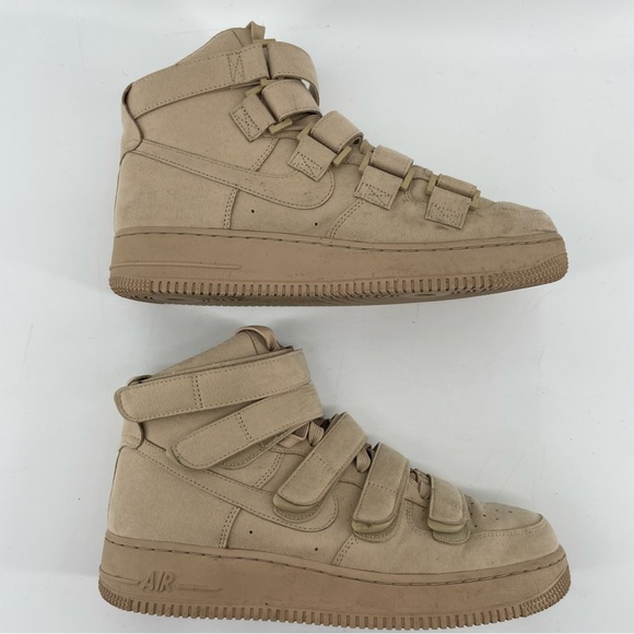 Nike Men’s Billie Eilish Air Force 1 High Top Sneakers Neutral Suede Velcro 9.5 - Picture 6 of 8